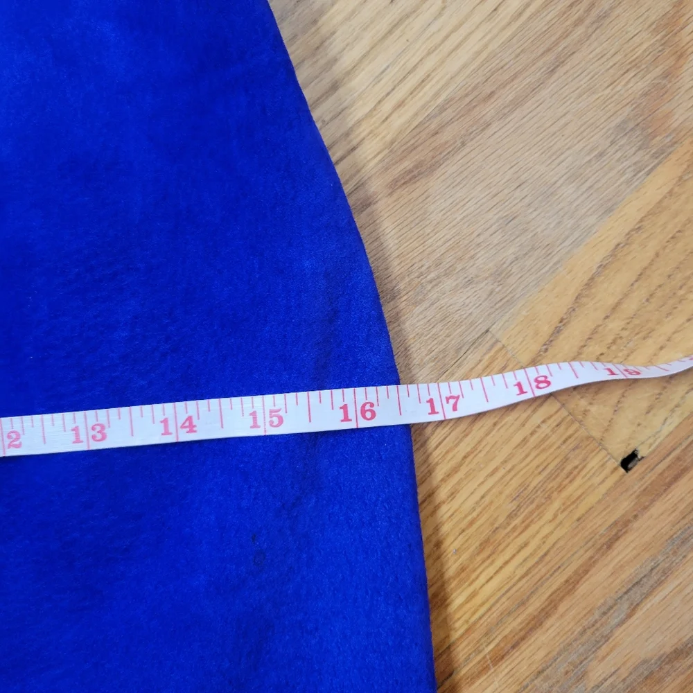 Vintage 1980s Suede Electric Blue Knee Length Dress With Rhinestones Size M - Picture 12 of 16